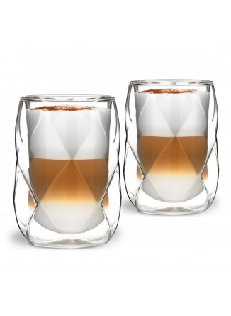 Termo stiklinės - puodeliai 2 vnt. GEO 350 ml, dvigubas stiklas, VIALLI® (Lenkija)