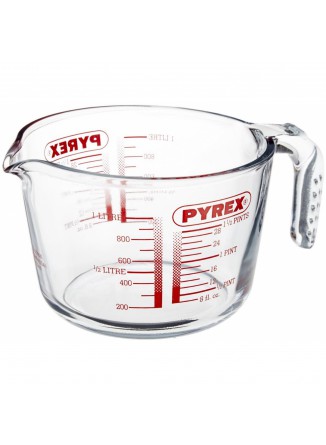 Matavimo indas 1 L, lietas stiklas su rankena, PYREX (Prancūzija)