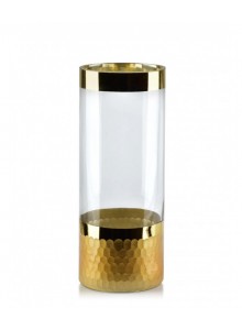 Vaza gėlėms 25 cm, stiklas su aukso spalvos dekoru, MONDEX® (Lenkija)