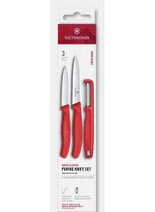 Peilių ir skustuko IOTA rinkinys 3 vnt, raudonas, VICTORINOX (Šveicarija)