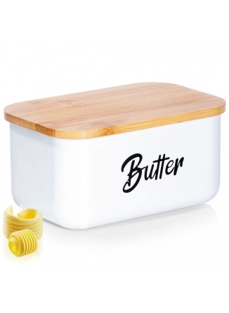 Sviestinė emaliuota su mediniu dangteliu, VILDE, ORION (Lenkija)