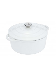 Ketaus puodas / troškintuvas 4,5 L, Ø 26 cm, emaliuotas, baltas, GRÄWE (Vokietija)