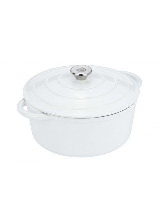 Ketaus puodas / troškintuvas 4,5 L, Ø 26 cm, emaliuotas, baltas, GRÄWE (Vokietija)