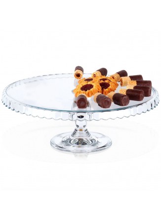 Padėklas tortui / serviravimui 32 cm, ant kojelės, stiklas, PASABAHCE (Turkija)