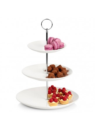 Etažerė / 3 aukštų serviravimo lėkštė, baltas porcelianas, VILDE, ORION (Lenkija)