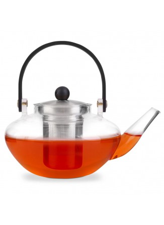 Arbatinis su įdėklu plikymui ir dangteliu SILVER EVA 800 ml, stiklas / plienas, VIALLI® (Lenkija)