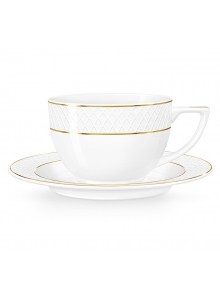 Puodelis su lėkštute 240 ml, su aukso apvadu, DIAMOND GOLD, WILMAX (Jungtinė Karalystė)