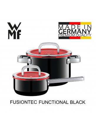 Puodų rinkinys 2 vnt. su padažine ir funkciniais dangčiais, juoda spalva, FUSIONTEC FUNCTIONAL, WMF (Vokietija)